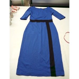 LOFT 324 Blue Zip Back Short Sleeve Sheath Long Dress Large